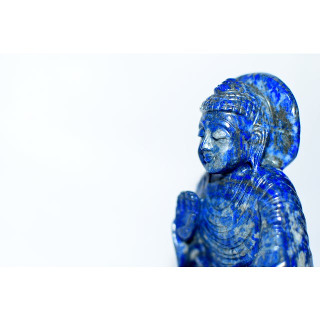 Late 20th Century Lapis Lazuli Smiling Buddha Statue Indian For Sale - Image 4 of 9