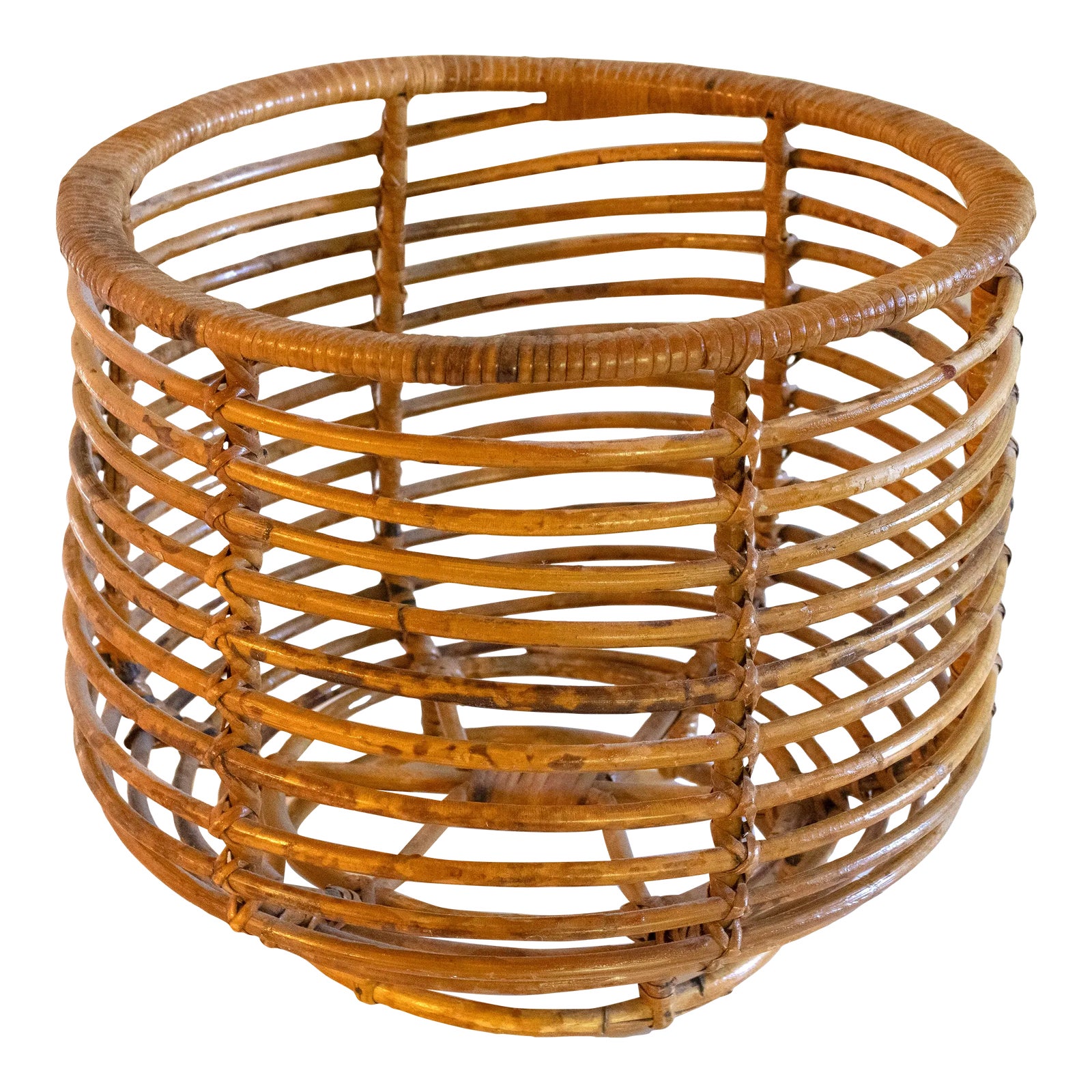 Vintage Rattan Basket Plant Stand Chairish