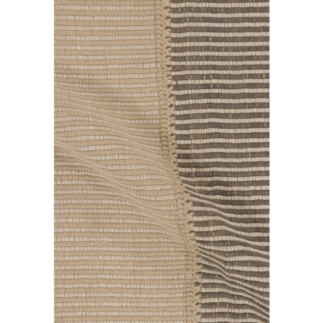 Rug & Kilim’s Contemporary Kilim With Textural Stripe Design in Beige & Gray For Sale - Image 9 of 10