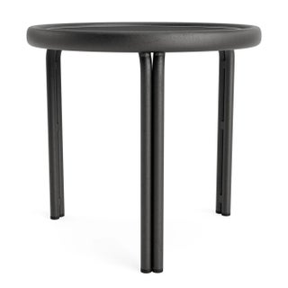 Brown Jordan Kantan Aluminum 20" Round Occasional Table, Textured Pewter frame For Sale
