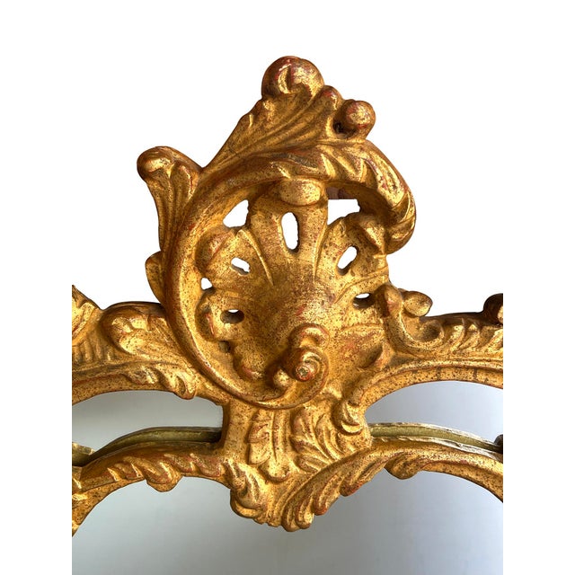 Large French Rococo Style Carved Giltwood Wall Mirror With Rocaille Crest For Sale In San Francisco - Image 6 of 10