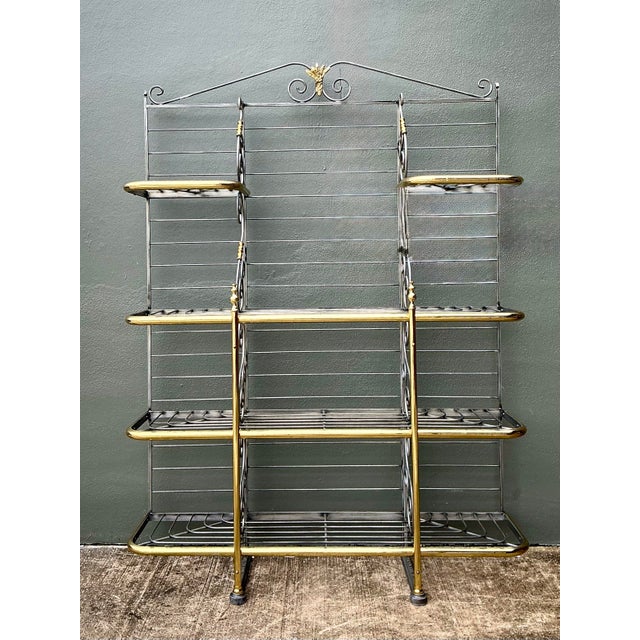 Vintage French Brass Rail Bakers Rack For Sale In West Palm - Image 6 of 12