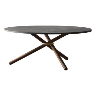 Berta Coffee Table with Dark Concrete Top and Dark Oak Legs by Eberhart Furniture For Sale