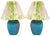 Vintage Blue Ceramic Table Lamps, Set of 2 For Sale