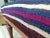 Navy Blue Striped Kilim Upholstered Walnut Footstool For Sale - Image 8 of 9