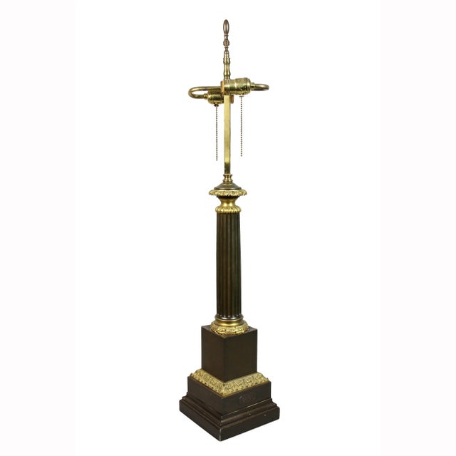 Antique Louis Philippe Bronze Columnar Table Lamp by Decourt, Paris For Sale - Image 10 of 10