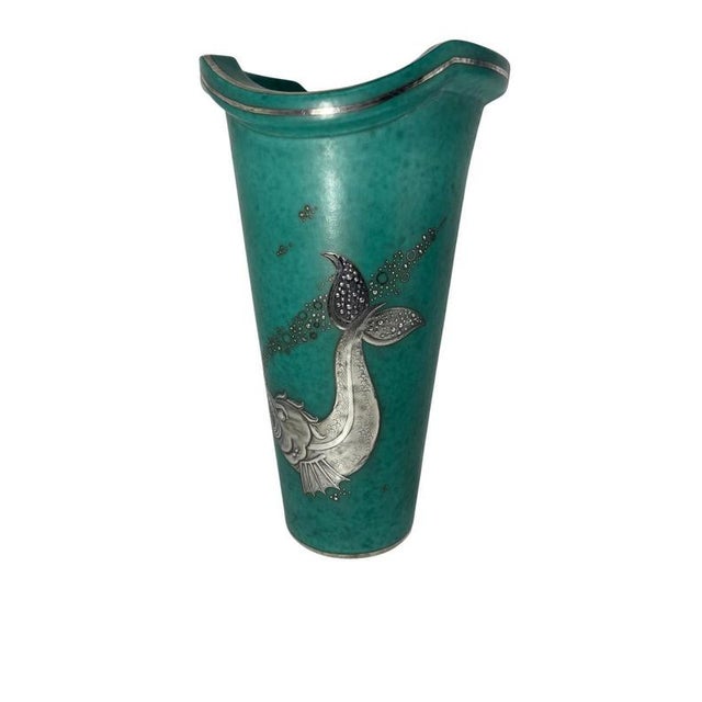 Elegant Art Deco vase from the renowned Argenta series, designed by Wilhelm Kåge for Gustavsberg in Sweden during the...