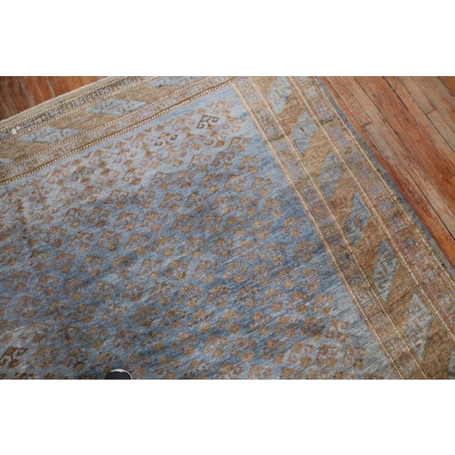 Persian Zabihi Collection Powder Blue Tribal Persian Kurd Corridor Rug For Sale - Image 3 of 12