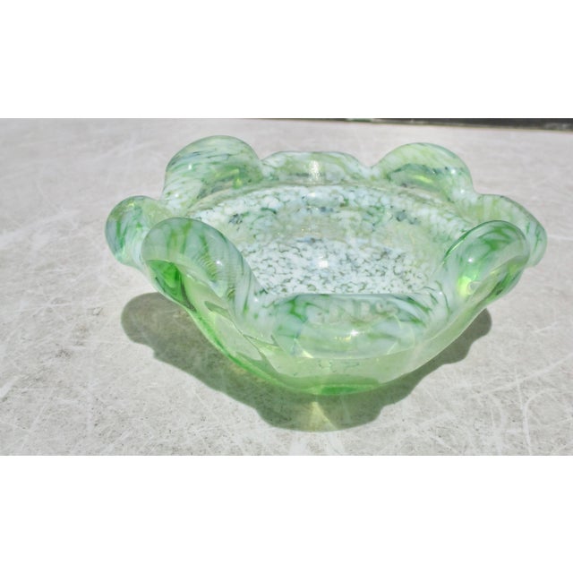Late 20th Century Murano Green Speckled Bowl For Sale - Image 5 of 6