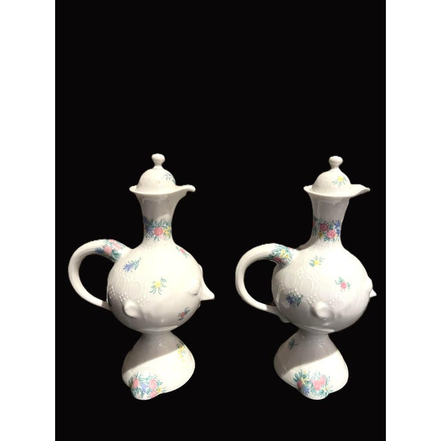 Mid-Century Modern Mid 20th Century Danish Modern Bjorn Wiinblad for Rosenthal China Pair of Cruets For Sale - Image 3 of 8
