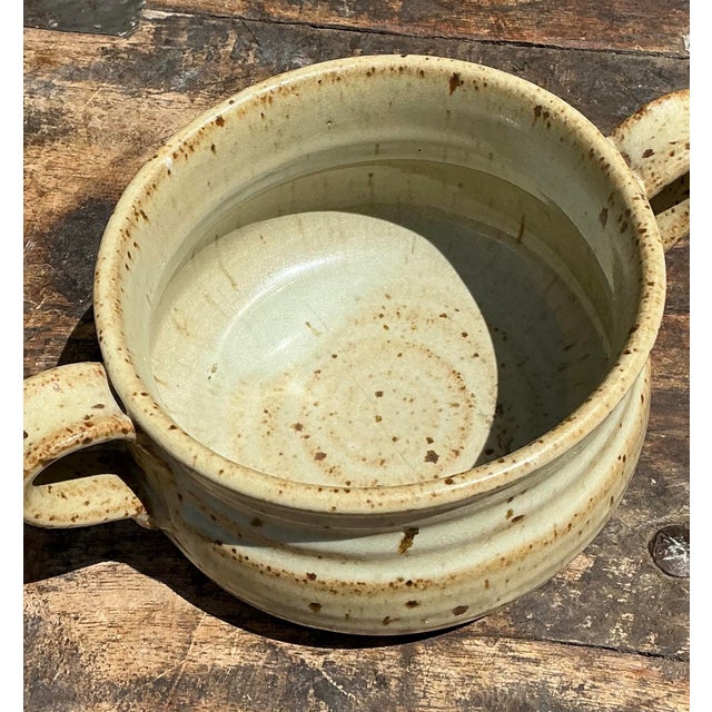 Vintage Original Studio Pottery Two Handle Bowl For Sale - Image 11 of 12