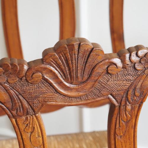 Wood Vintage French Dining Chairs with Woven Seats, Set of 8 For Sale - Image 7 of 17