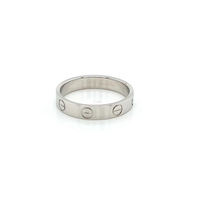 Cartier Mid 20th Century Cartier Mini Love 18k White Gold 3.6mm Band Ring, Size 6 For Sale - Image 4 of 5