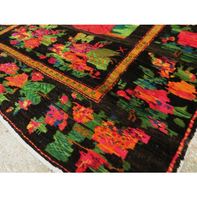 Textile Galerie Shabab Collection Mid-20th Century Handmade Caucasian Pictorial Karabagh Accent Rug For Sale - Image 7 of 7