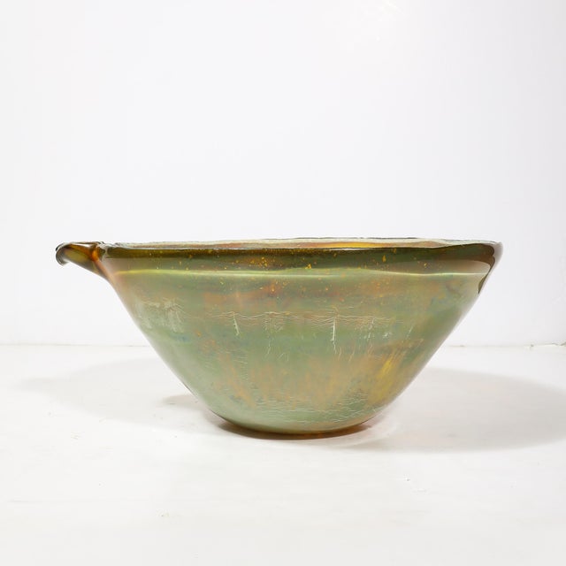 Mid-Century Hand-Blown Opalene Murano Glass Centerpiece Bowl W/ Spout by Barbini For Sale - Image 10 of 18