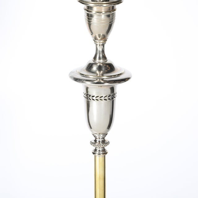 Metal Classical Hollywood Regency Silvered Bronze Torchiere For Sale - Image 7 of 12