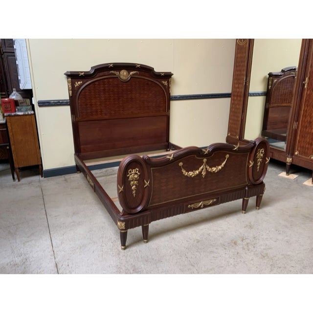 Antique Art Nouveau Ornate Bed in Fire-Gilt Bronze, 1900 For Sale - Image 3 of 10