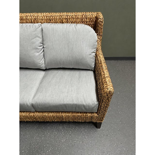 Baker Milling Road Woven Seagrass Sofa With Neutral Cushions For Sale In Baton Rouge - Image 6 of 12