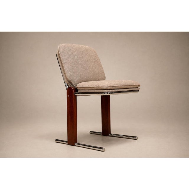 Percival Lafer “Contempo” Dining Chairs, Set of 4 — Hardwood, Chrome & Chenille, Brazil, 1970s - Lot 476B For Sale - Image 12 of 18