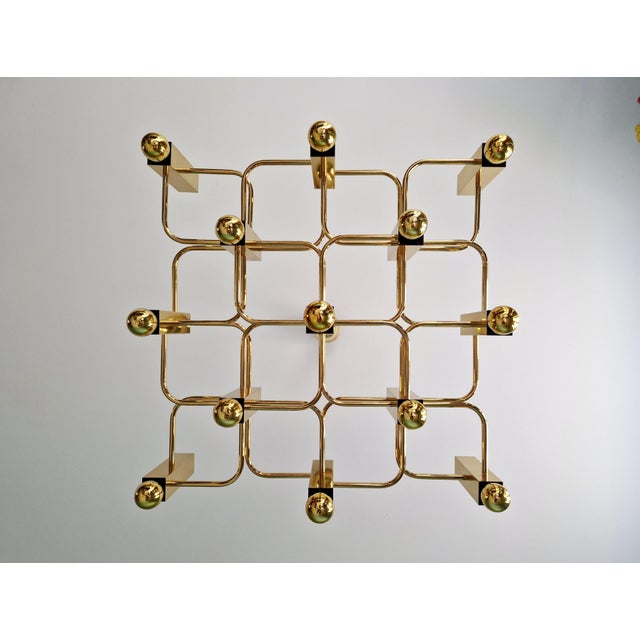 Large Geometric Brass Chandelier by Gaetano Sciolari for Boulanger, 1970s For Sale - Image 10 of 18