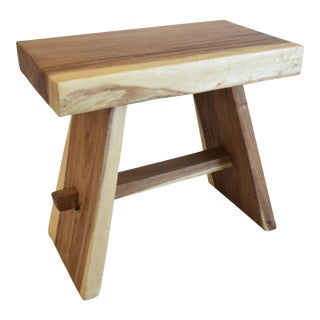Vintage Natural Handmade Hardwood Munger Wood Side Table, Stool, or Bench For Sale