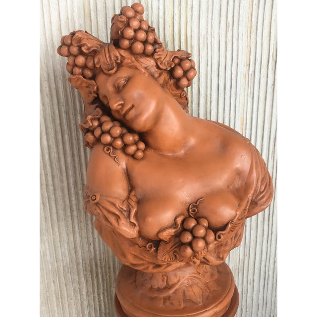 Neoclassical 19th Century Spectacular Clay Goddess of Summer in a Matching Pedestal For Sale - Image 3 of 11