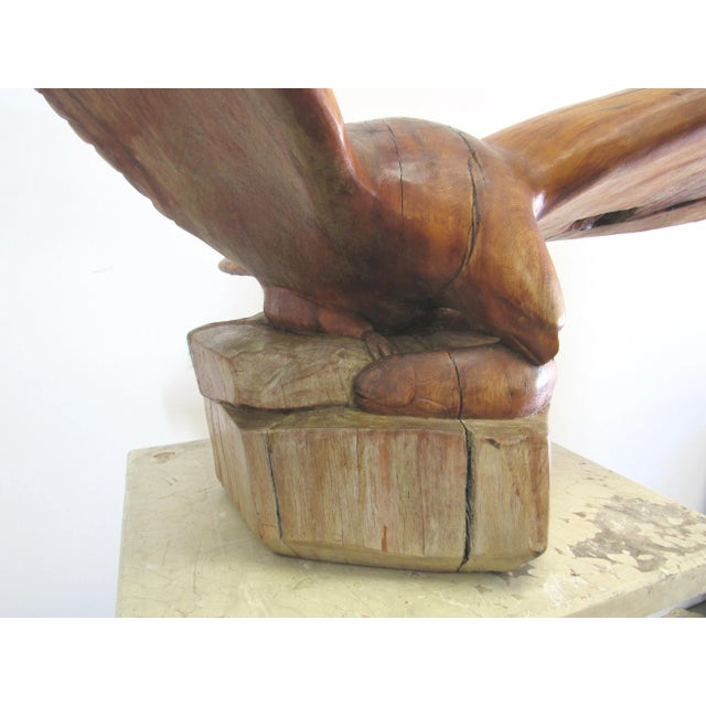 Rustic Unusual 1275 Year Old Wood From New Mexico Carved Into an Eagle Sculpture by Leo Moore For Sale - Image 3 of 13