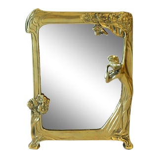 Brass Vanity Mirror in the Art Nouveau Style For Sale