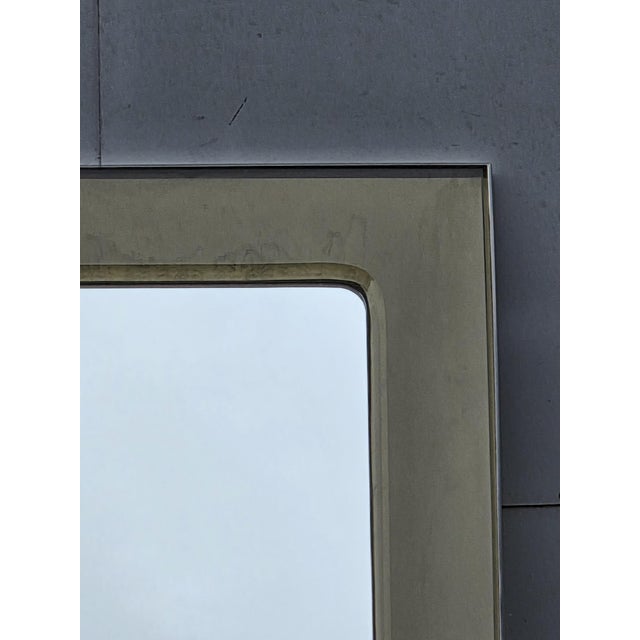 Metal Mirror with Crystal Steel Frame in the style of Fontana Arte, 1960s For Sale - Image 7 of 9