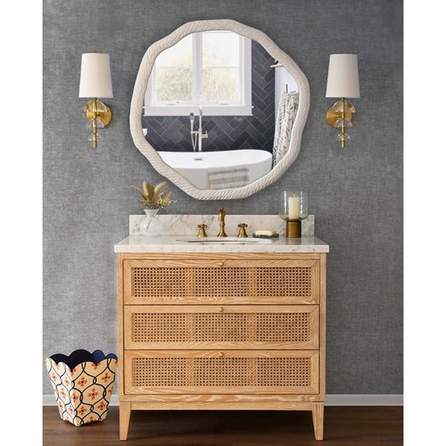 Worlds Away Matthew Izzo Home Demi Antique Brass and Stacked Acrylic Hemisphere Detail Wall Sconce With White Shade For Sale - Image 4 of 9