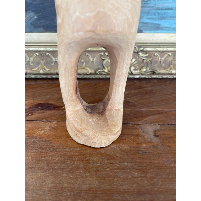 Hand-Carved Mid 20th Century Abstract Wooden Figure Sculpture in Natural Finish. For Sale - Image 9 of 10
