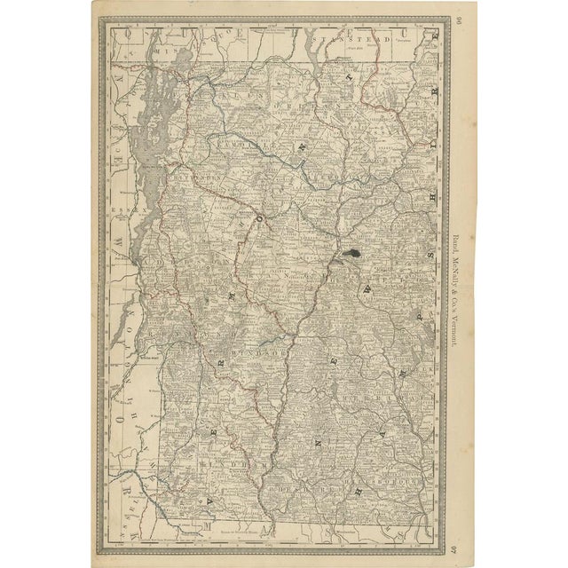 Antique Vermont Map by Rand McNally, 1888 For Sale - Image 11 of 11