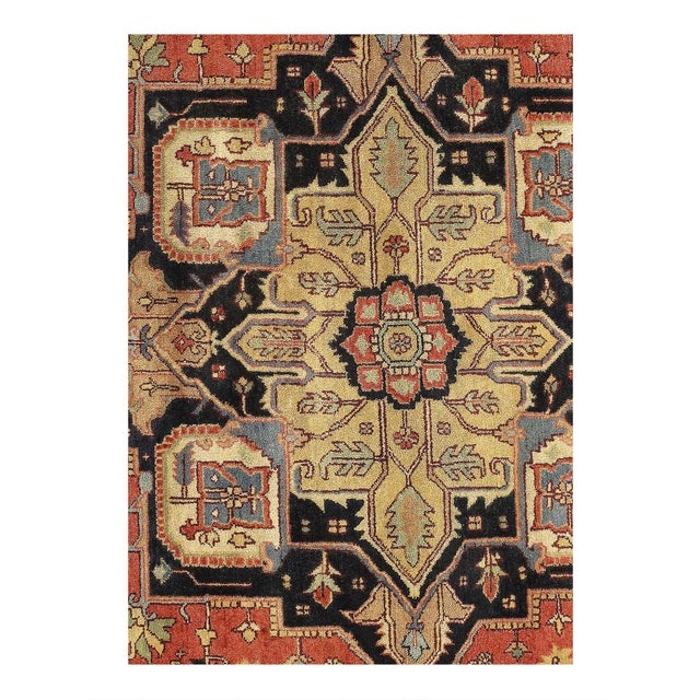 Indo Serapi design rug. Handmade Hand-knotted in fine lambswool. Lamb's Wool on a Cotton Foundation Vegetable Dyed Hand-...