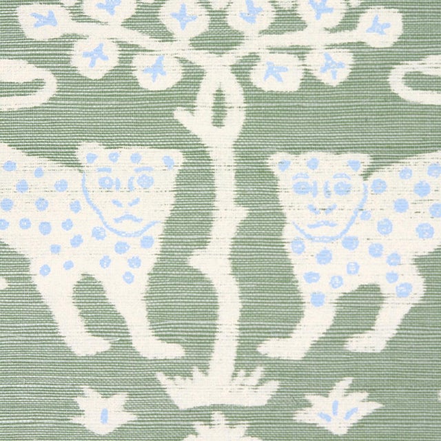 Contemporary SAMPLE - Schumacher Woodland Leopard Sisal Wallpaper In Seaglass For Sale - Image 3 of 4
