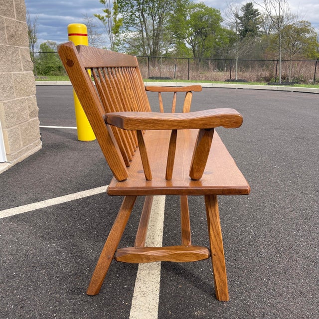 Vintage Hunt Country Furniture Traditional Oak 3 Seat Spindle Bench