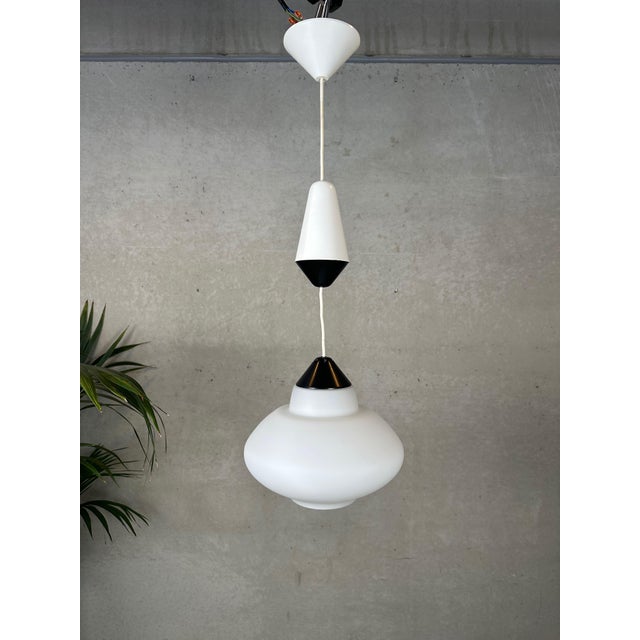 Philips Vintage Opaline Pendant Lamp by Louis Kalff for Philips, 1970s For Sale - Image 4 of 12