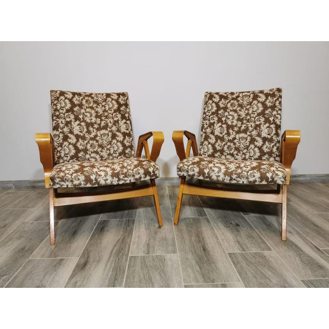 Textile Set of Armchairs attributed to Frantisek Jirak for Tatra, 1960s For Sale - Image 7 of 15