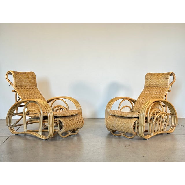 Light Yellow Set of Bamboo Lounge Chairs, 1980s For Sale - Image 8 of 18