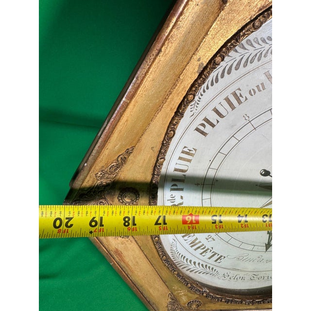Antique French Charles X Giltwood Lyre Barometer and Thermometer, Binda, Verdun For Sale - Image 4 of 6