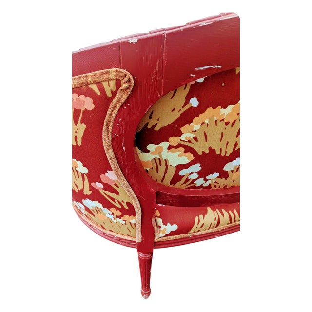 Vintage French Louis XVI Style Carved Fruitwood Settee For Sale In Los Angeles - Image 6 of 8