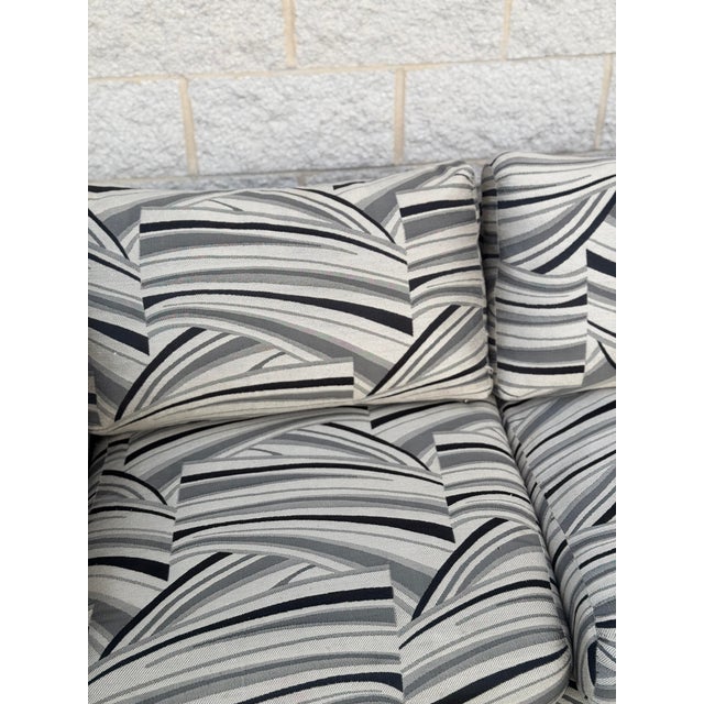 Textile Late 20th-Century Tuxedo Sofas With Abstract Upholstery For Sale - Image 7 of 12
