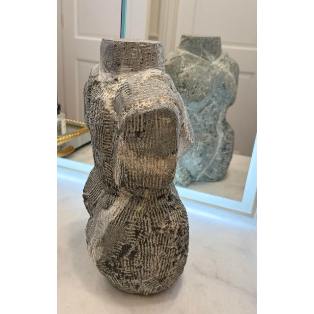 Mid 20th Century Vintage Hand-Carved Gray / Green Abstract Female Torso Sculpture For Sale - Image 5 of 7