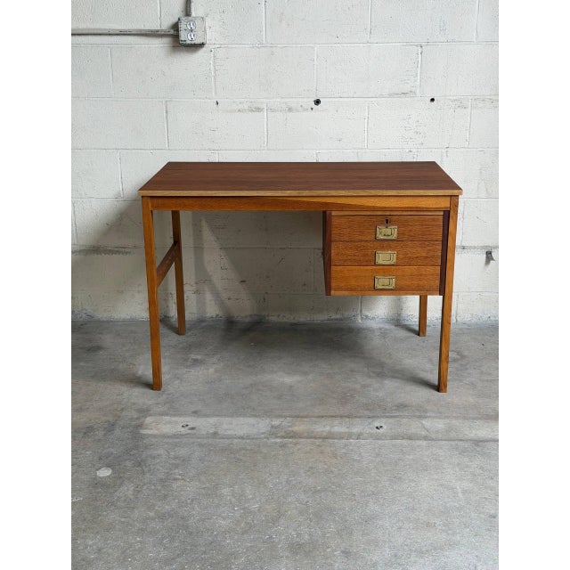 Mid-Century Modern Vintage Danish Modern Teak Writing Desk / Vanity Table, Denmark, 1960s. For Sale - Image 3 of 10