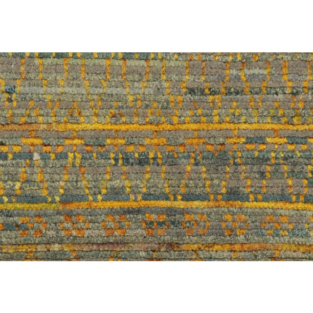 Rug & Kilim Rug & Kilim's Modern Rug in Steel Blue and Oxidized Gold Stripes For Sale - Image 4 of 7