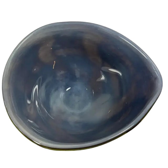 Lithuanian Art Glass Signed Mauve Yellow Centerpiece Bowl For Sale - Image 12 of 13