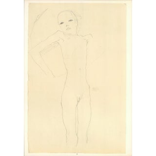 Egon Schiele Lithograph 22 Nude Girl 1968 For Sale