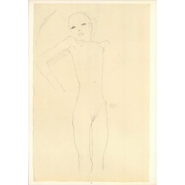 Egon Schiele Lithograph 22 Nude Girl 1968 For Sale