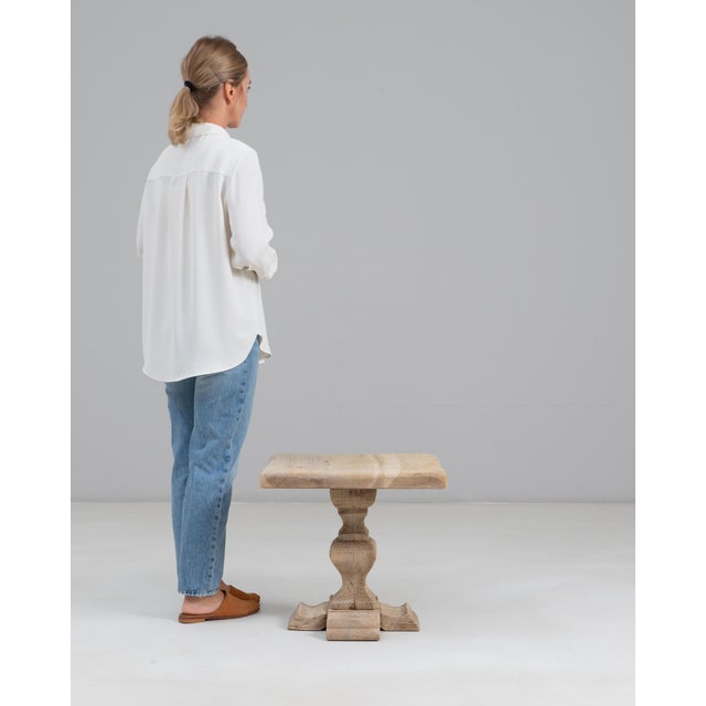 1970s French Oak Pedestal Side Table For Sale - Image 17 of 18