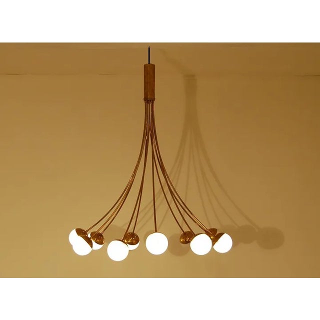Mid-Century Modern Italian Brass Chandelier For Sale - Image 3 of 5