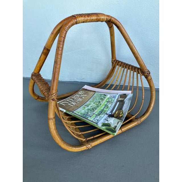 Wood Mid-Century Modern Bamboo and Rattan Magazine, Circa 1970s For Sale - Image 7 of 8
